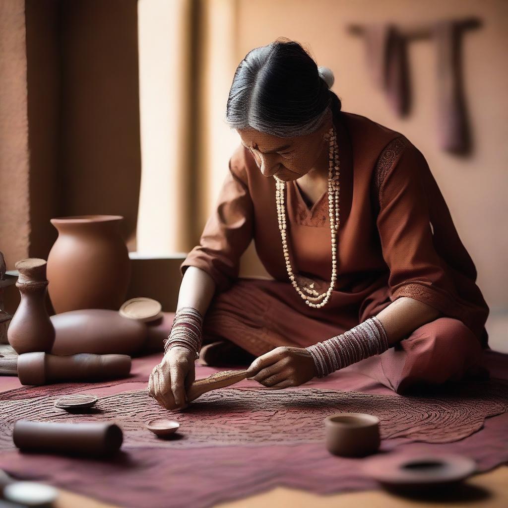 A detailed image showcasing leatherworking and traditional Indian clothing