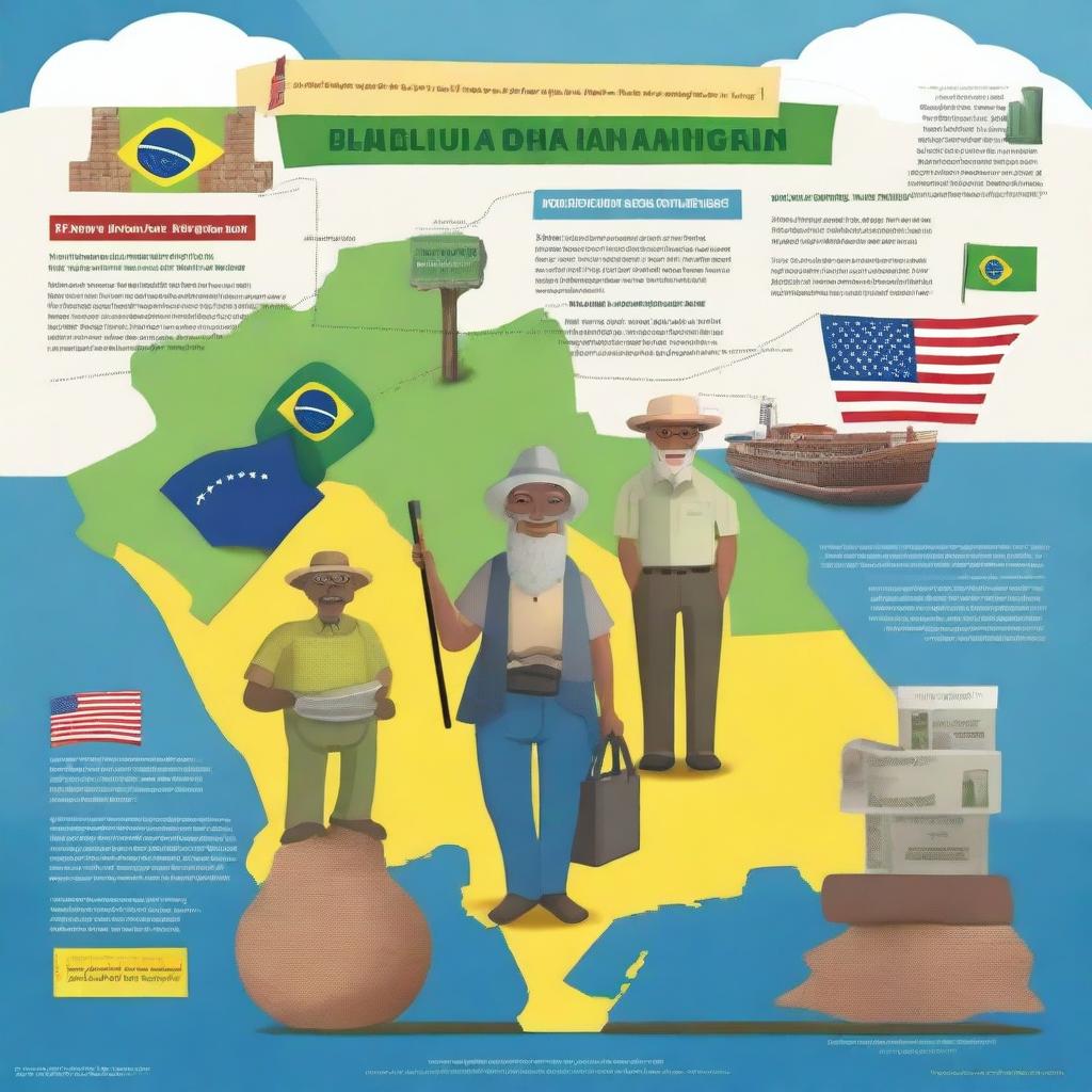 Create a detailed and informative image depicting the journey of Brazilian immigrants in the USA towards securing their INSS retirement benefits