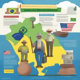 Create a detailed and informative image depicting the journey of Brazilian immigrants in the USA towards securing their INSS retirement benefits