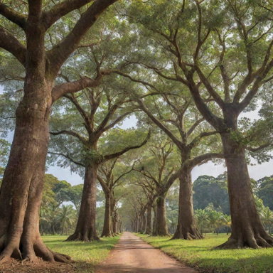 A captivating amalgamation of mighty oak trees and tropical coconut trees, exhibiting unique features of each tree type.