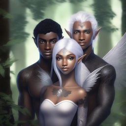 A male elf with white hair and intricate black tattoos covering his body up to his neck