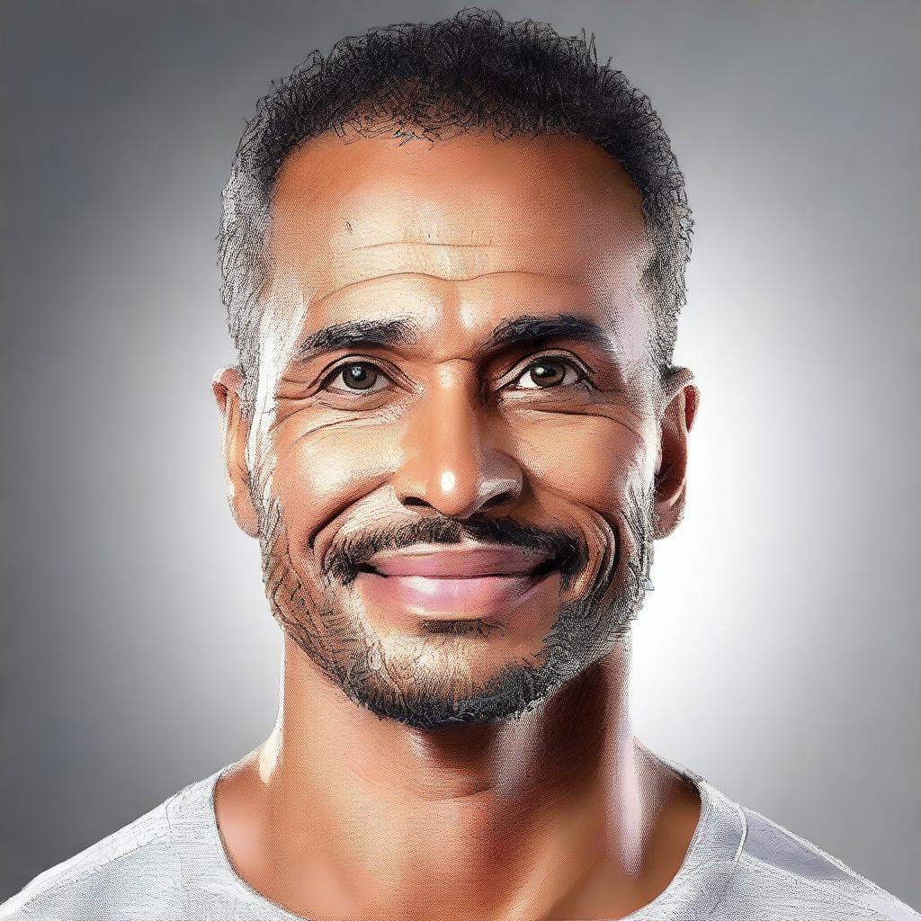 Create a realistic portrait of Santiago Matias Alofoke, capturing his facial features and expression accurately