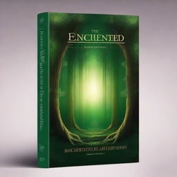 Create an intriguing book cover design featuring a mysterious forest with an ancient, glowing portal at its center