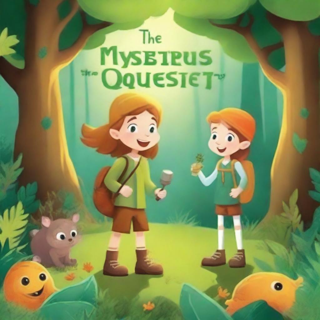 Create a book cover titled 'The Mysterious Forest Quest'