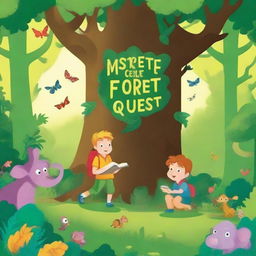 Create a book cover titled 'The Mysterious Forest Quest'