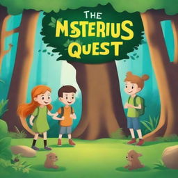 Create a book cover titled 'The Mysterious Forest Quest'