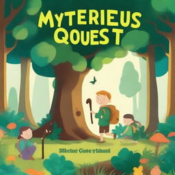 Create a book cover titled 'The Mysterious Forest Quest'