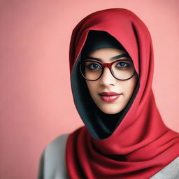 A young woman wearing a hijab and niqab, with glasses