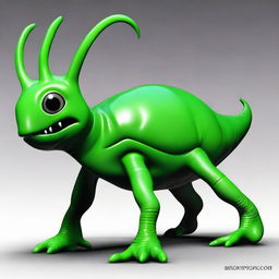 Create a horrendous, giant, deformed green creature with a slug-like and human-like form