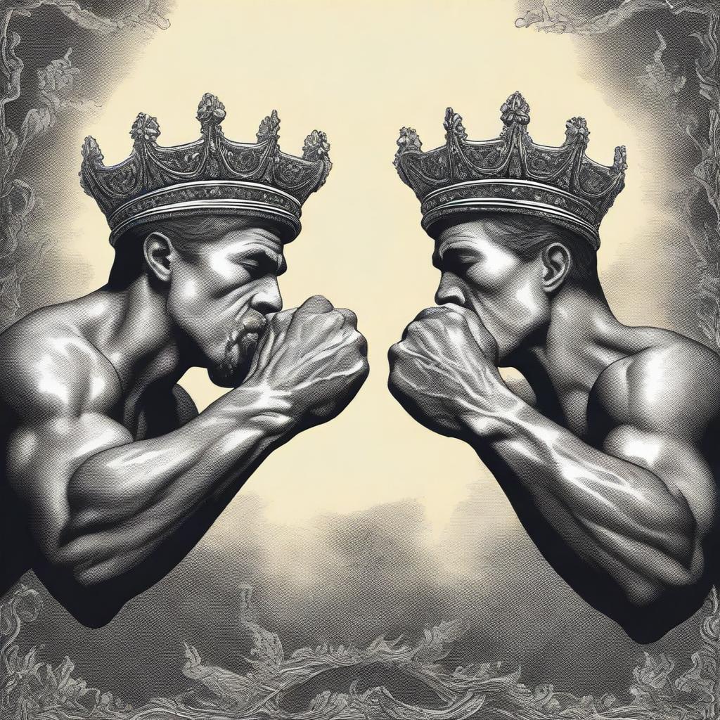 Two different hands are depicted fighting over an empty crown, designed for a book cover