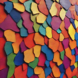 A highly detailed, texturized wall with vibrant and varied colors