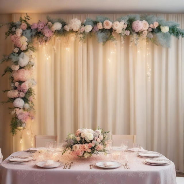 A beautifully decorated dinner room wall for a wedding