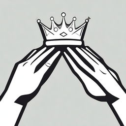 An animated-style illustration showing two different hands trying to take a crown that is positioned above them