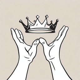 An animated-style illustration showing two different hands trying to take a crown that is positioned above them