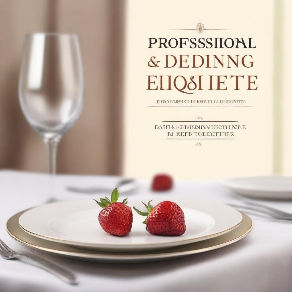 Create a book cover titled 'Professional and Dining Etiquette: A Comprehensive Guide for Teachers