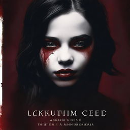 Create a book cover with a dark, moody gradient background transitioning from deep crimson at the top to black at the bottom, symbolizing blood and darkness