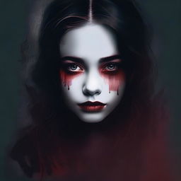 Create an image with a dark, moody gradient background transitioning from deep crimson at the top to black at the bottom, symbolizing blood and darkness