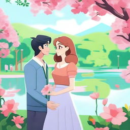 An animated scene depicting a love triangle