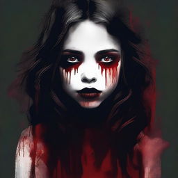 Create an image with a dark, moody gradient background transitioning from deep crimson at the top to black at the bottom, symbolizing blood and darkness