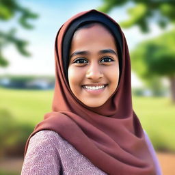 A young Muslim girl wearing a traditional hijab