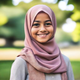 A young Muslim girl wearing a traditional hijab