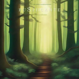 A detailed and captivating book cover featuring an enchanting forest with a mysterious path leading into the unknown