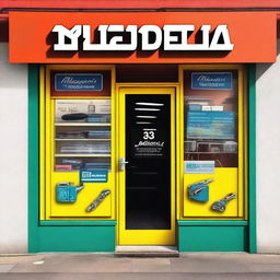 A vibrant and welcoming storefront sign for a cell phone repair shop named 'MI Tienda'