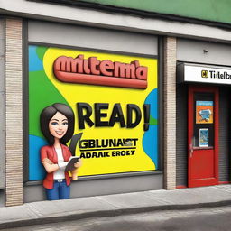 A vibrant and welcoming storefront sign for a cell phone repair shop named 'MI Tienda'