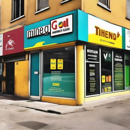 A vibrant and welcoming storefront sign for a cell phone repair shop named 'MI Tienda'