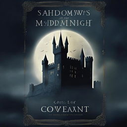 A mysterious and dark cover for a book titled 'Shadows of Midnight: The Royal Covenant'