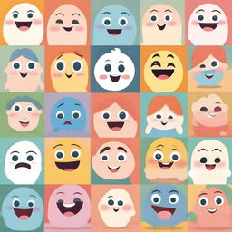 Create an image featuring cute characters displaying a variety of emotions such as happiness, sadness, anger, and surprise