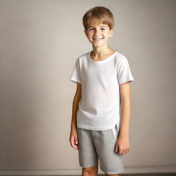 Create a photo of a 12-year-old boy wearing a slip