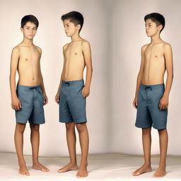 Create a photo of a 12-year-old boy wearing a slip