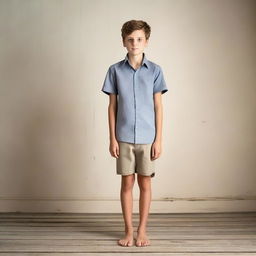 Create a photo of a 12-year-old boy wearing a slip