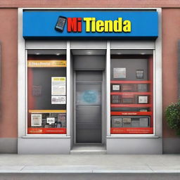 Create an image of a cellphone repair shop called 'MI Tienda'