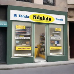 Create an image of a cellphone repair shop called 'MI Tienda'