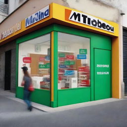 Create an image of a cellphone repair shop called 'MI Tienda'