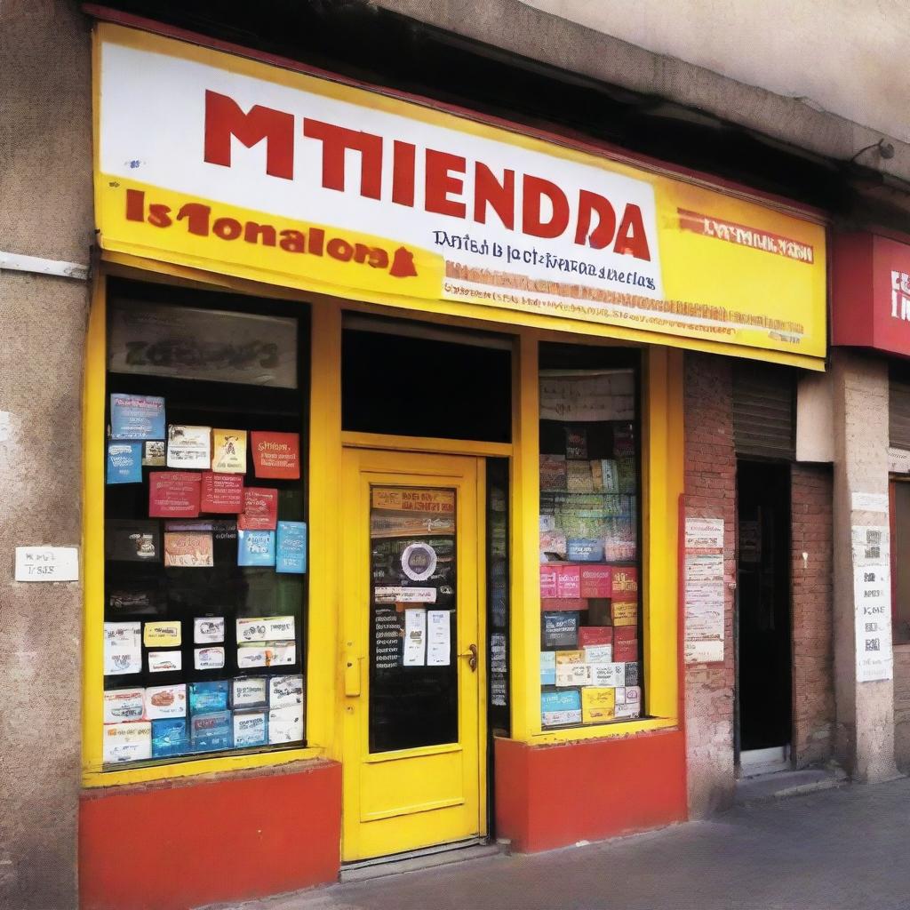 A vibrant and inviting storefront for 'MI Tienda', a cell phone repair shop