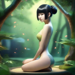 A slim Asian pixie with a round bum, depicted in a tasteful and artistic manner