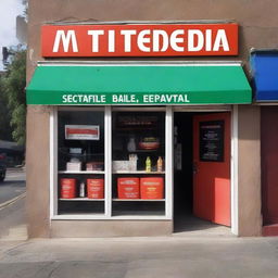 A vibrant and inviting storefront sign for 'MI Tienda', a cellphone repair shop