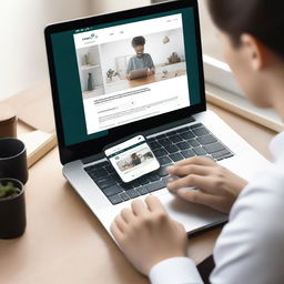 Create an image of a user enjoying the Connectza social networking platform on their laptop