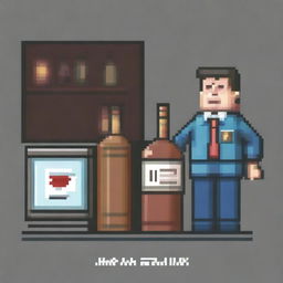 A pixel art image depicting a law prohibiting alcohol