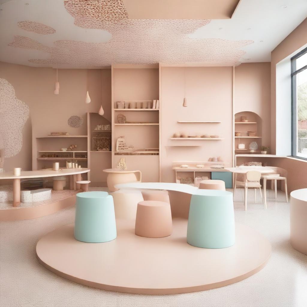 A beautifully designed café featuring a Montessori-style children's play area