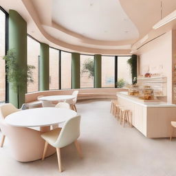 A beautifully designed café featuring a Montessori-style children's play area