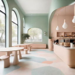 A beautifully designed café located in a 100-year-old house, featuring a Montessori-style children's play area