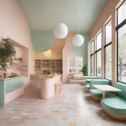 A beautifully designed café located in a 100-year-old house, featuring a Montessori-style children's play area