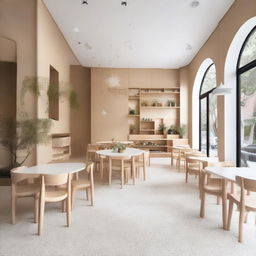 A beautifully designed café located in a 100-year-old house, featuring a Montessori-style children's play area