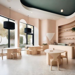 A beautifully designed café located in a 100-year-old house, featuring a Montessori-style children's play area