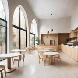 A beautifully designed café located in a 100-year-old house, featuring a Montessori-style children's play area