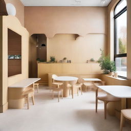 A beautifully designed café located in a 100-year-old house, featuring a Montessori-style children's play area